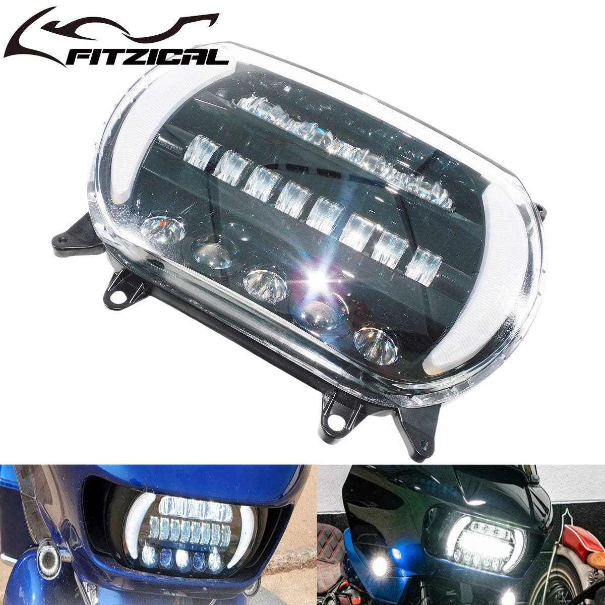 Phare LED avant complet sur Harley Road Glide - vue 1