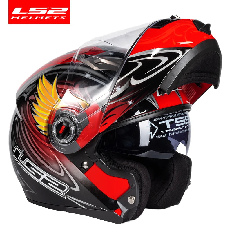 Casque moto modulable LS2 noir avec mentonnière relevée - vue de profil - vue 17