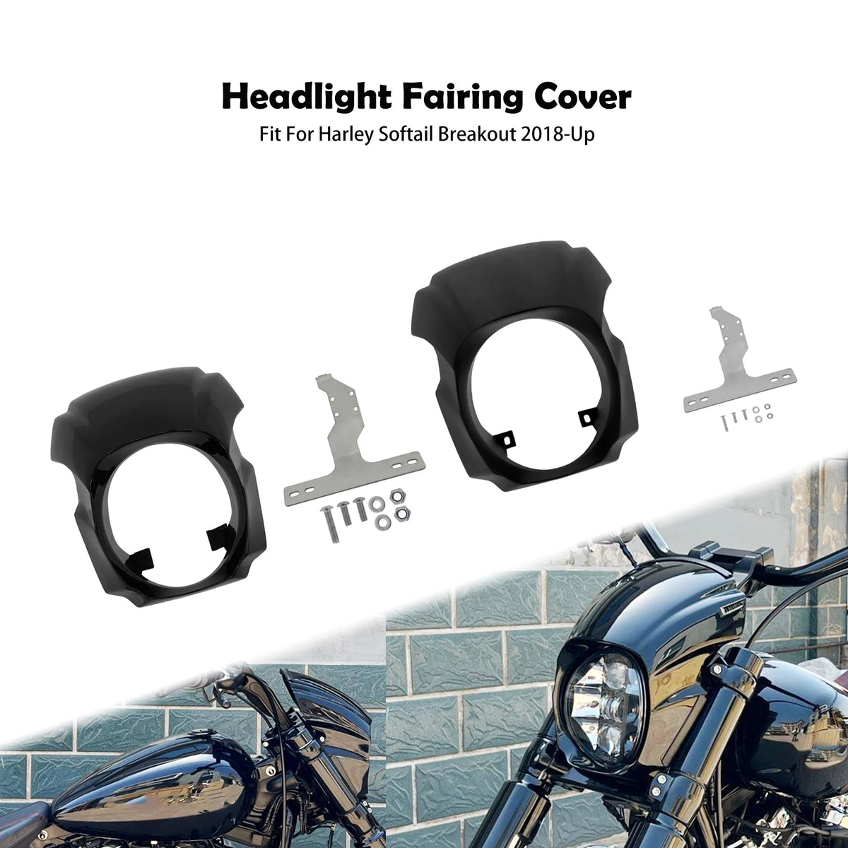 Carénage de Phare Avant Noir avec Pare-brise (Light Mask) - Harley-Davidson Softail Breakout FXBR/FXBRS 2018 et plus – photo 1/8