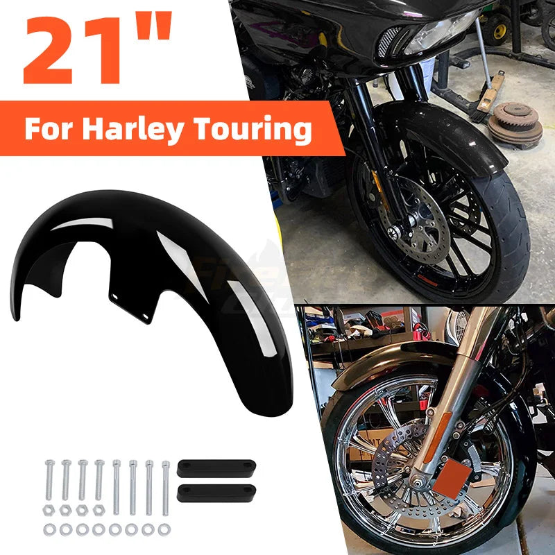 Garde-boue avant noir brillant 21 pouces pour moto Harley-Davidson Touring - vue 3