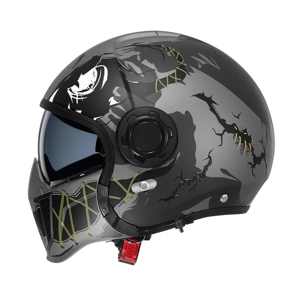 Casque moto modulable rétro double écran, vue de trois quarts - vue 3