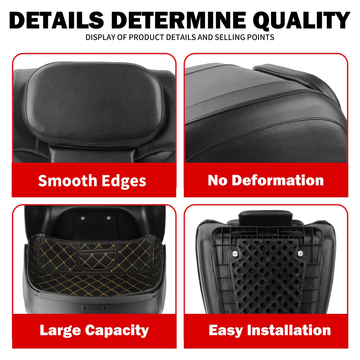 Top case moto noir étanche avec dossier passager et serrure - vue 5