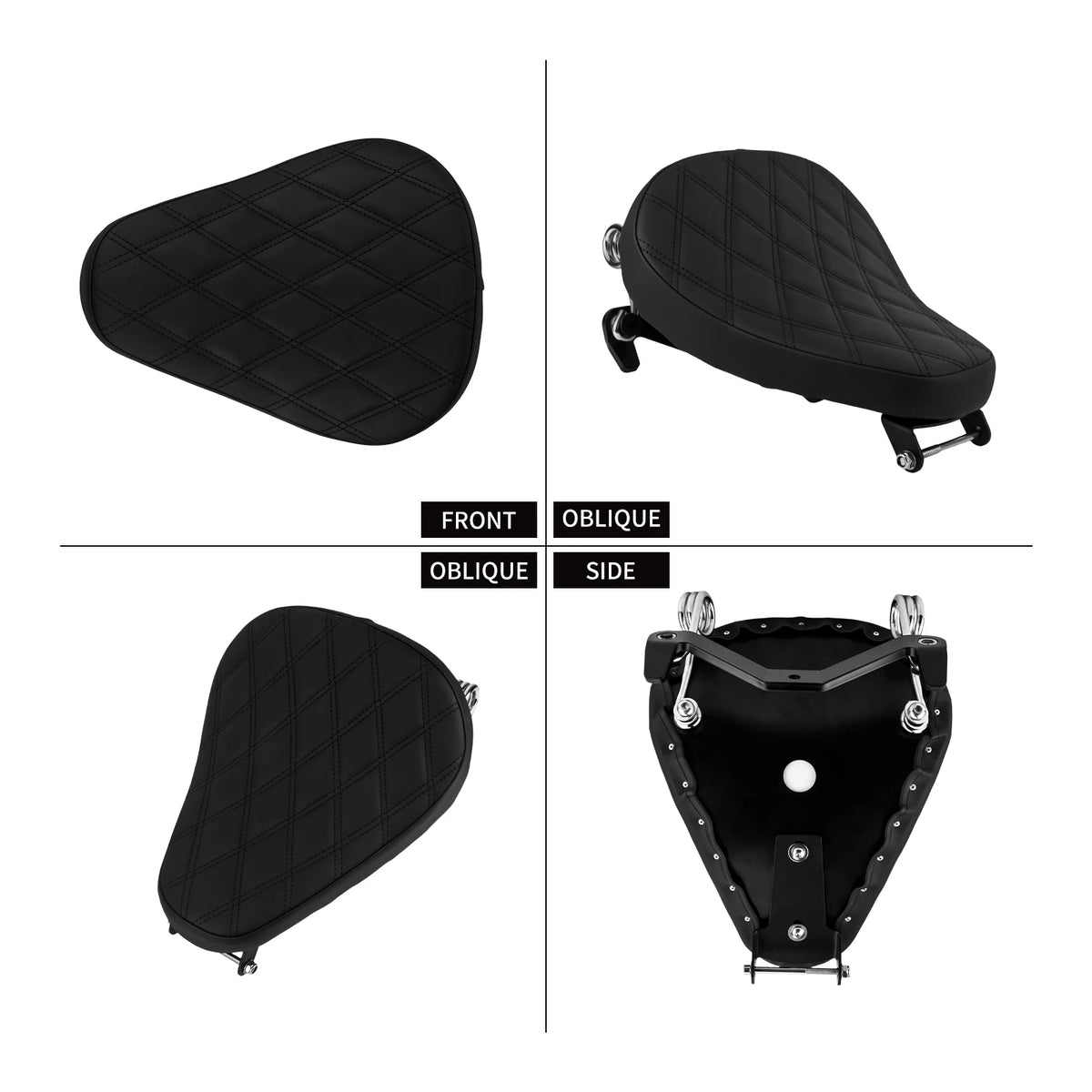 Selle solo noire sur ressorts pour Harley-Davidson Sportster - vue 2