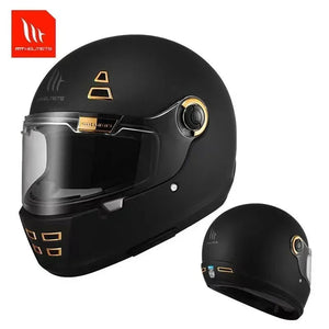 Casque moto intégral rétro noir - vue de face - vue 14