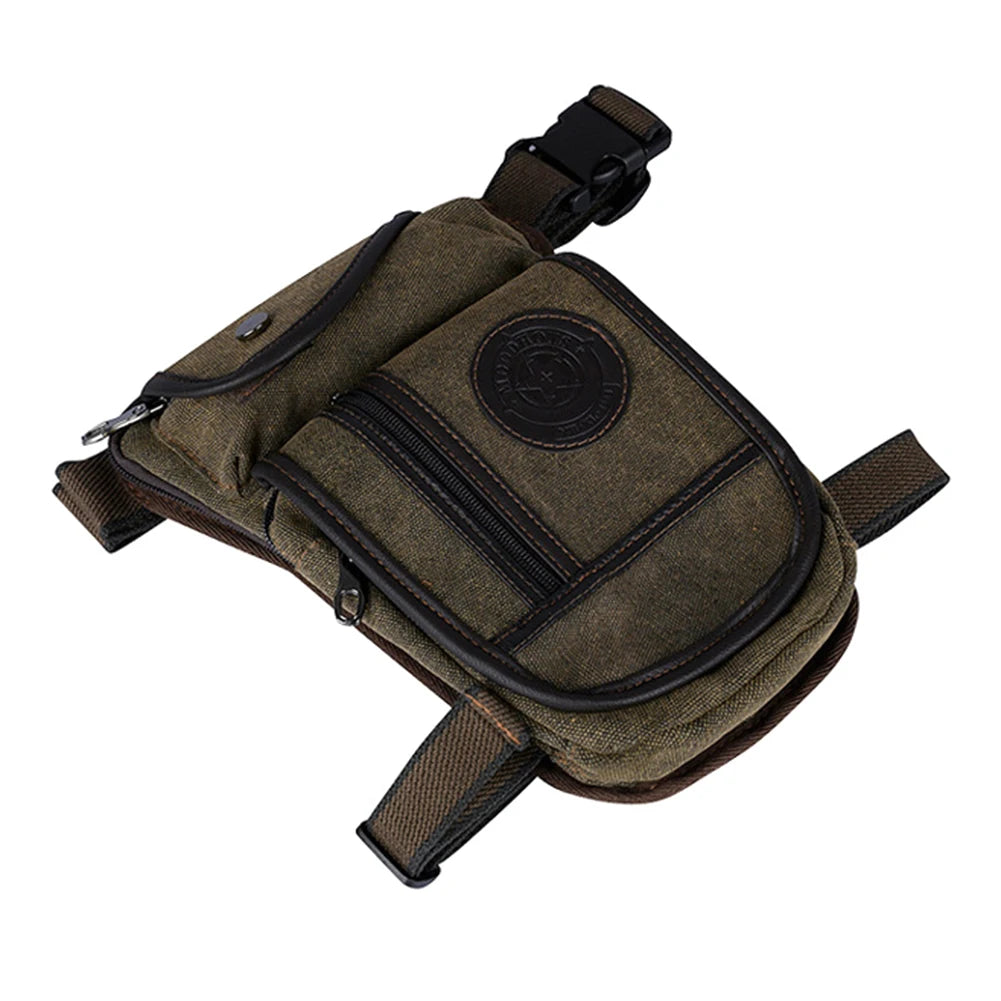 Sacoche de cuisse en toile marron pour moto - vue de face - vue 4