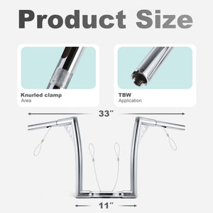 Guidon Ape Hanger 1,25 pouce (10/12/14 pouces de hauteur) - Harley-Davidson Sportster, Softail, Dyna, Road King et Road Glide – photo 3/12