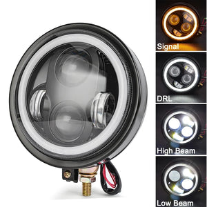 Phare LED rond noir 5,75 pouces pour moto custom et Harley-Davidson - vue 15