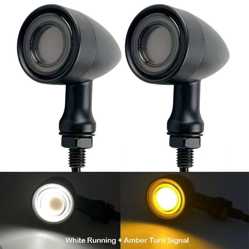 Clignotants LED universels avant/arrière type bullet avec veilleuse et feu stop moto - vue 11