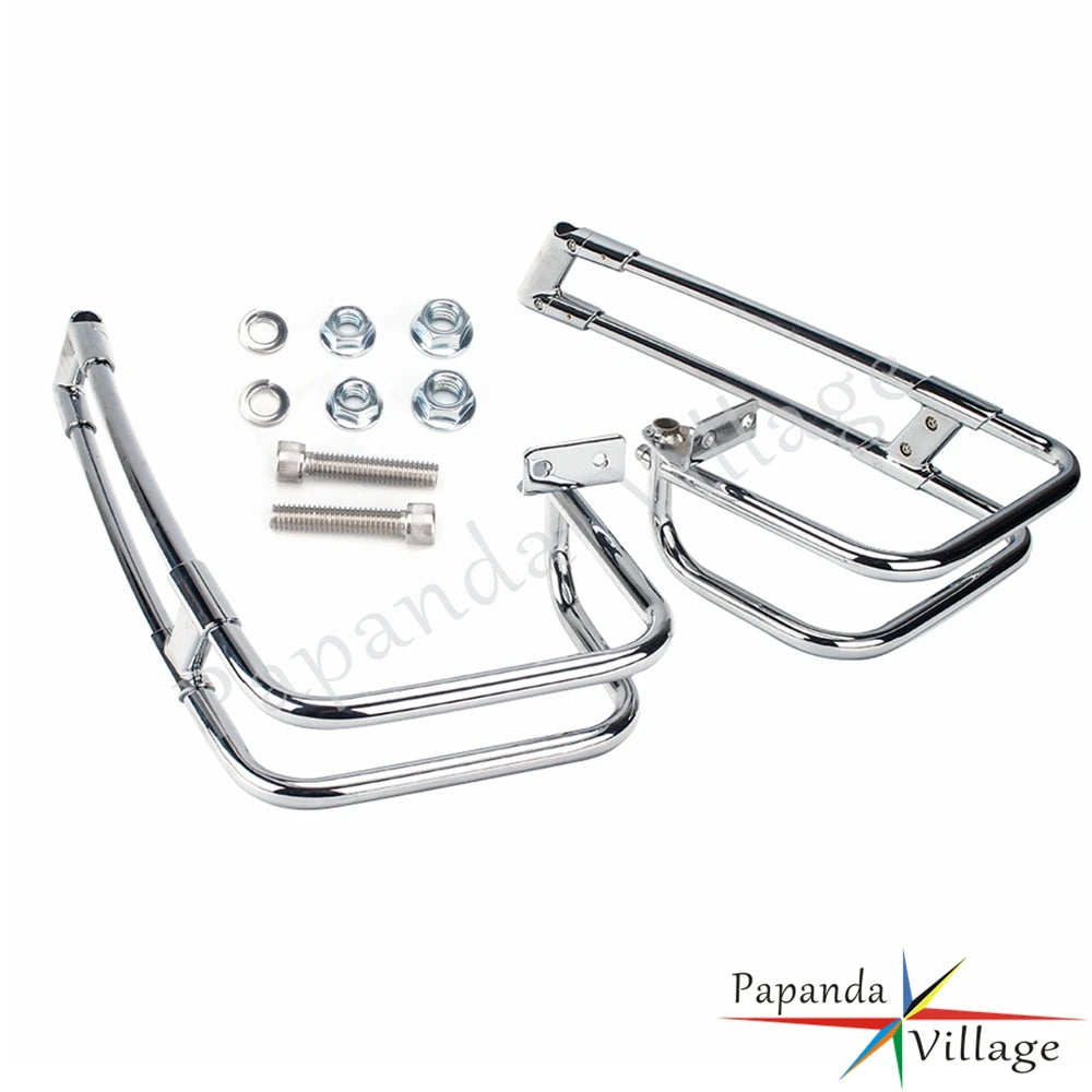 Arceau chromé double rail de protection de sacoche Harley - vue 4