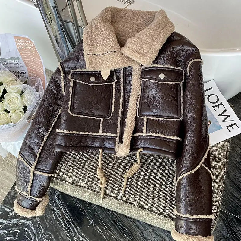 Veste peau lainée femme hiver - vue produit - vue 5