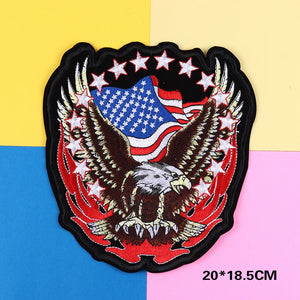 Grand écusson brodé aigle doré drapeau USA pour blouson moto - vue 7