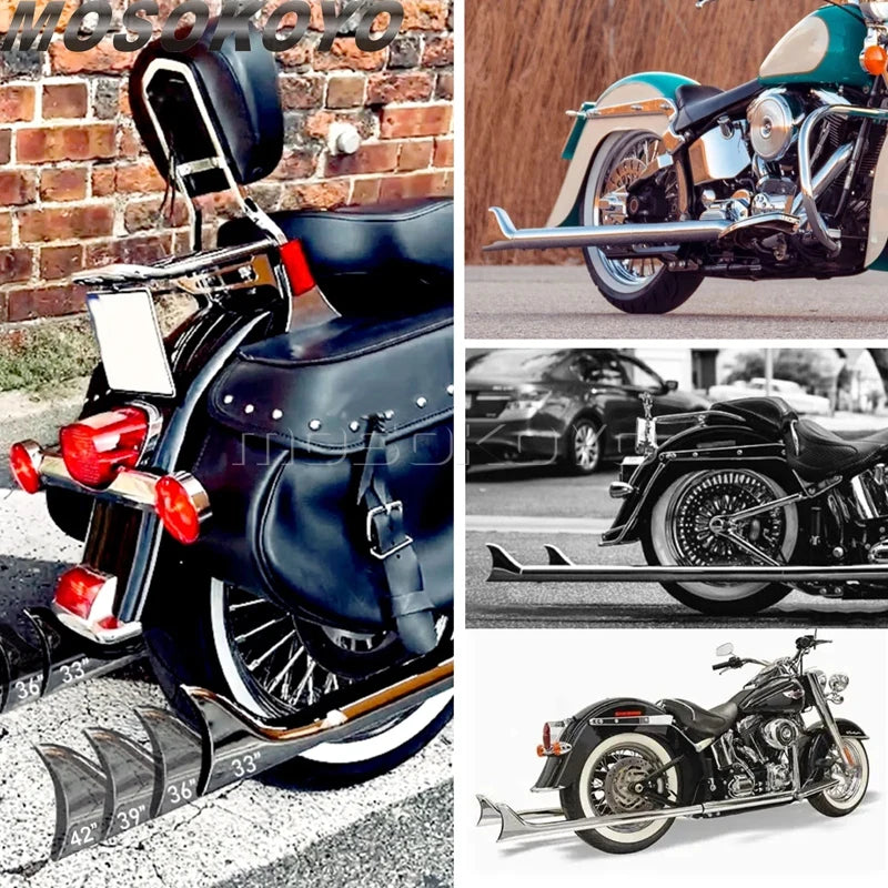 Silencieux queue de poisson chromés pour Harley Softail 2007-2017 - vue 6