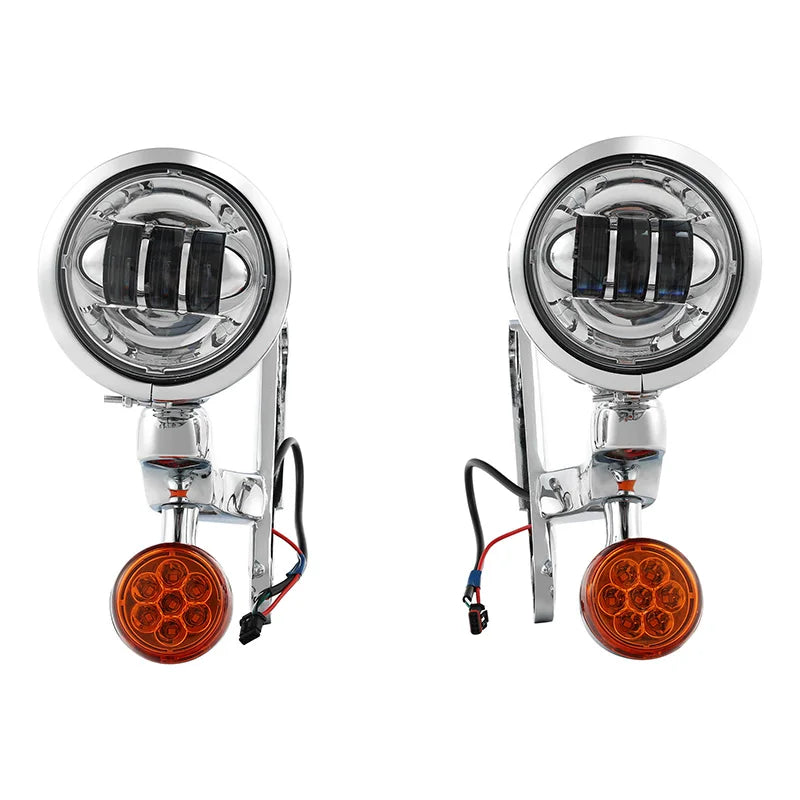 Feux additionnels LED 4,5 pouces avec support pour Harley Touring Electra Glide, Road King - vue 8