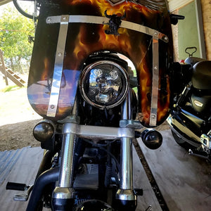 Phare LED 5,75 pouces noir pour Harley Dyna Sportster Softail - vue 2