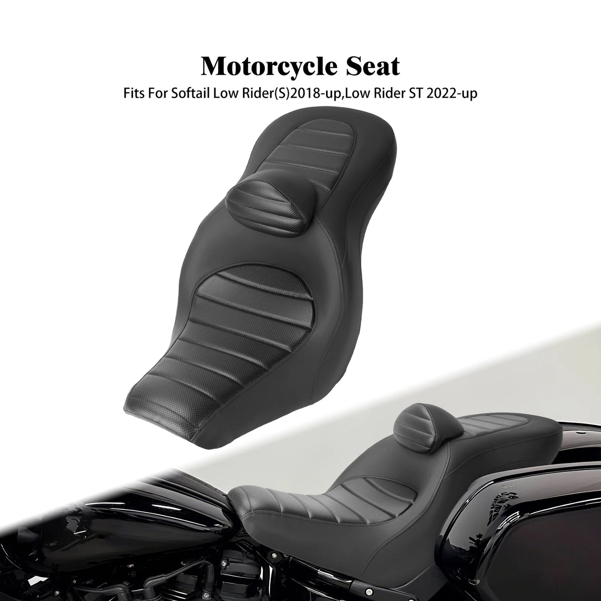 Selle duo noire avec dossier pour Harley-Davidson Softail - vue 7