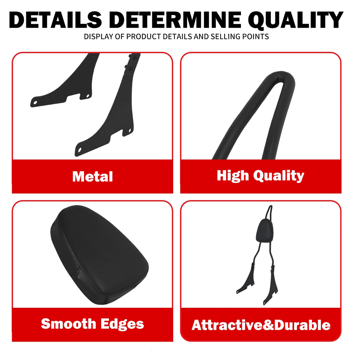 Dossier passager détachable avec coussin (sissy bar) pour Harley-Davidson Sportster XL 883, 1200, Iron, Super Low 2004-2022 – photo 4/6