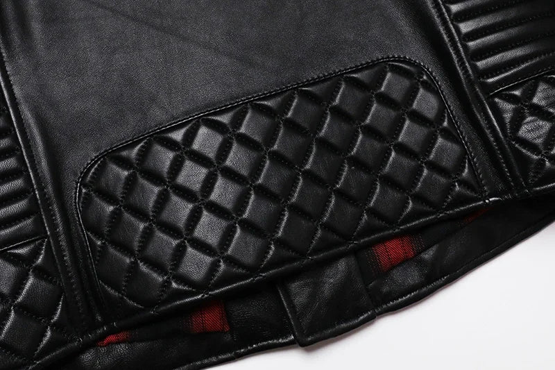 Veste en cuir d'agneau coupe slim - vue de face - vue 4