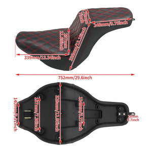 Selle biplace noire en cuir microfibre pour Harley-Davidson Softail - vue 6