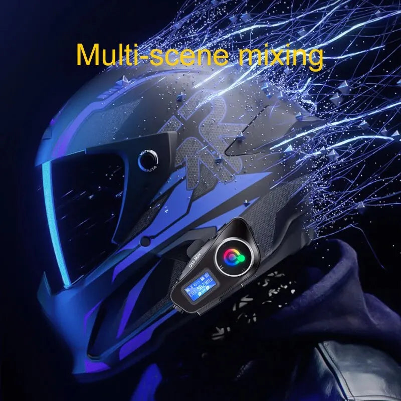 Kit intercom Bluetooth Q58-MAX fixé sur casque moto - vue 2
