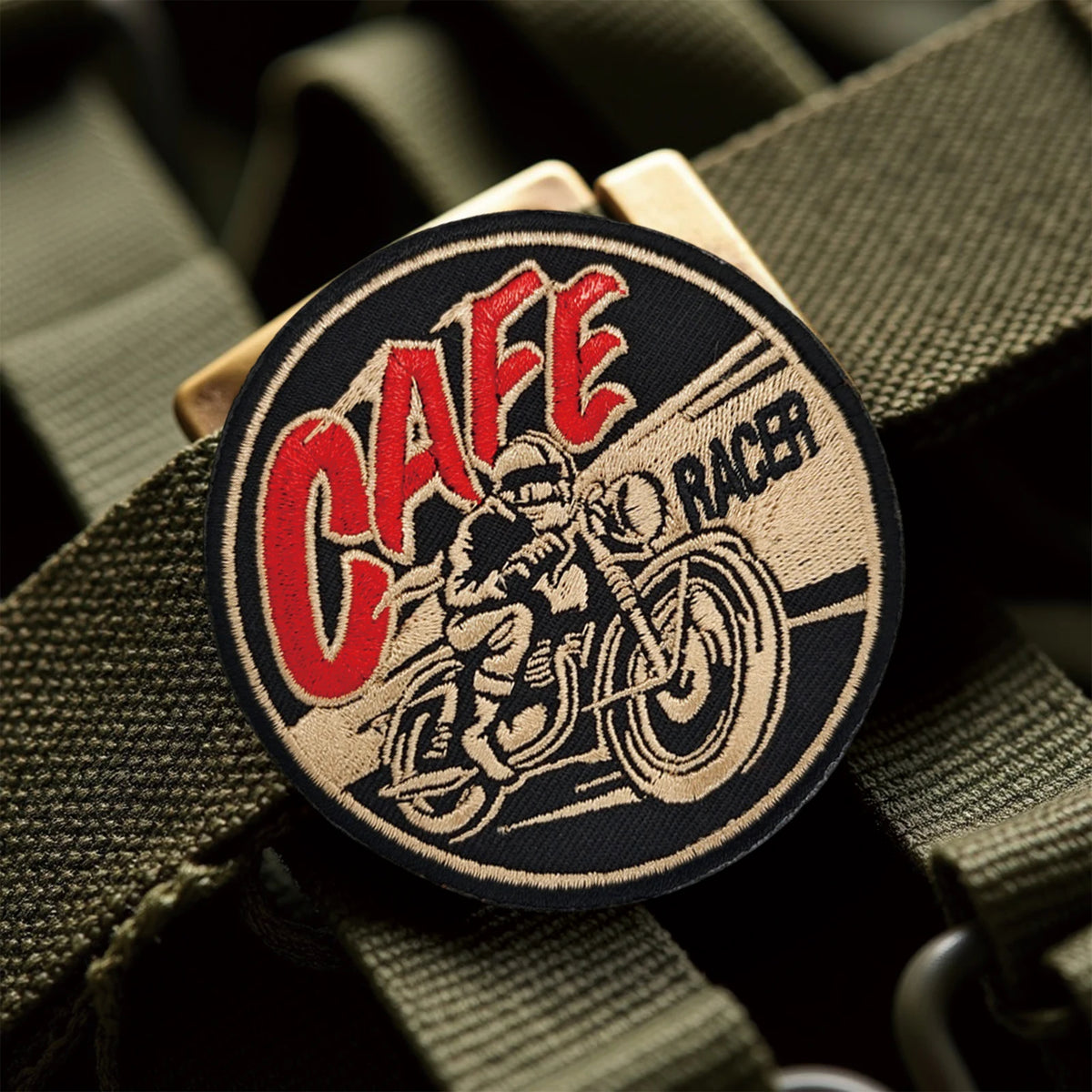 Écusson brodé Café Racer moto avec fixation velcro - vue 4