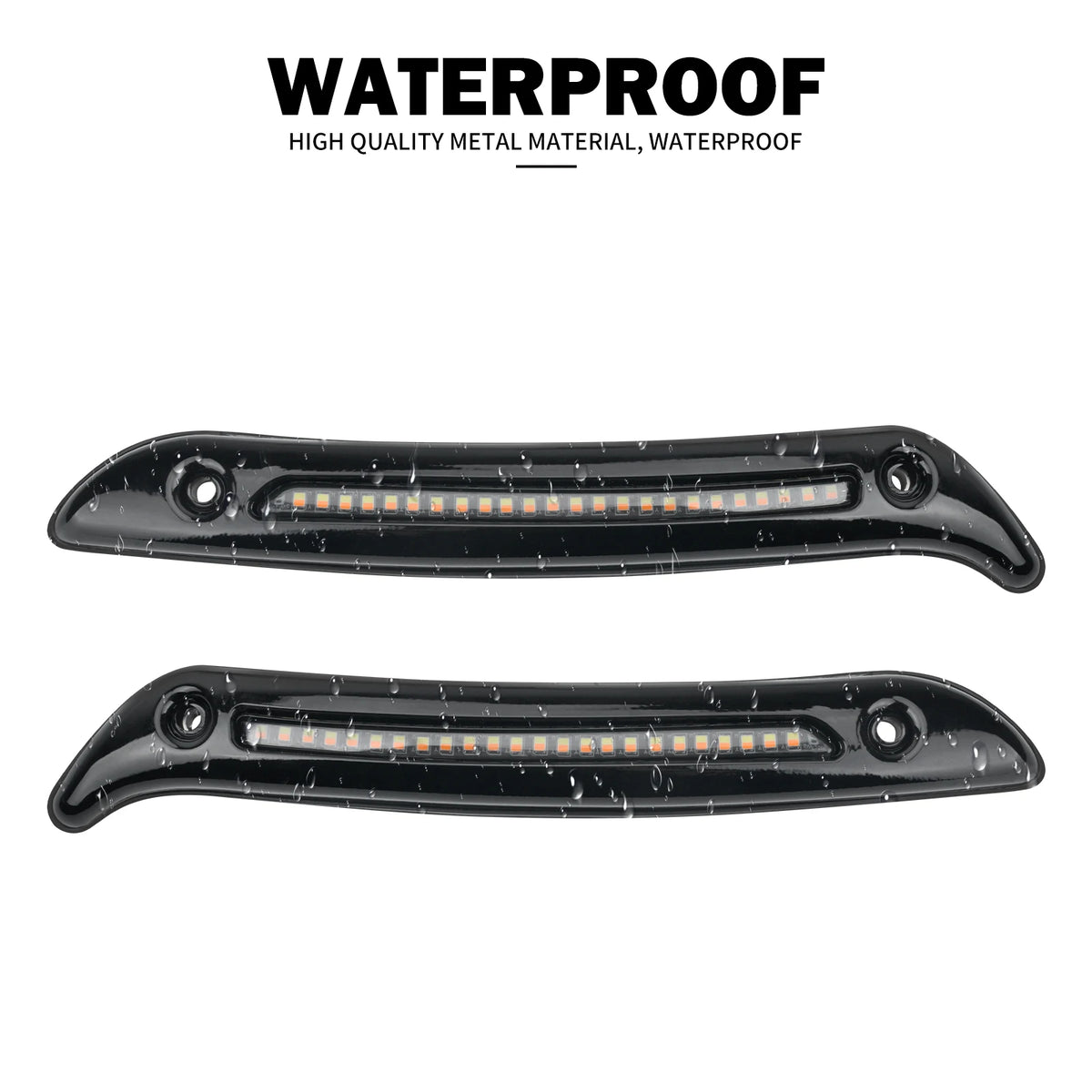 Feux LED noirs de clignotant fixés au pare-brise d'une Harley-Davidson Softail - vue 5