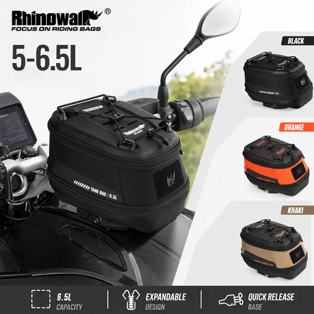 Sac de réservoir moto Rhinowalk noir à fixation magnétique - vue 1