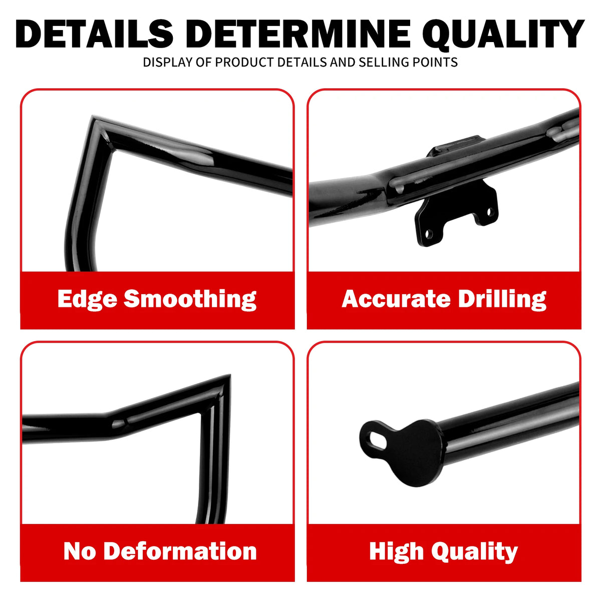 Barre de protection moteur noire montée sur une Harley-Davidson Touring - vue 5
