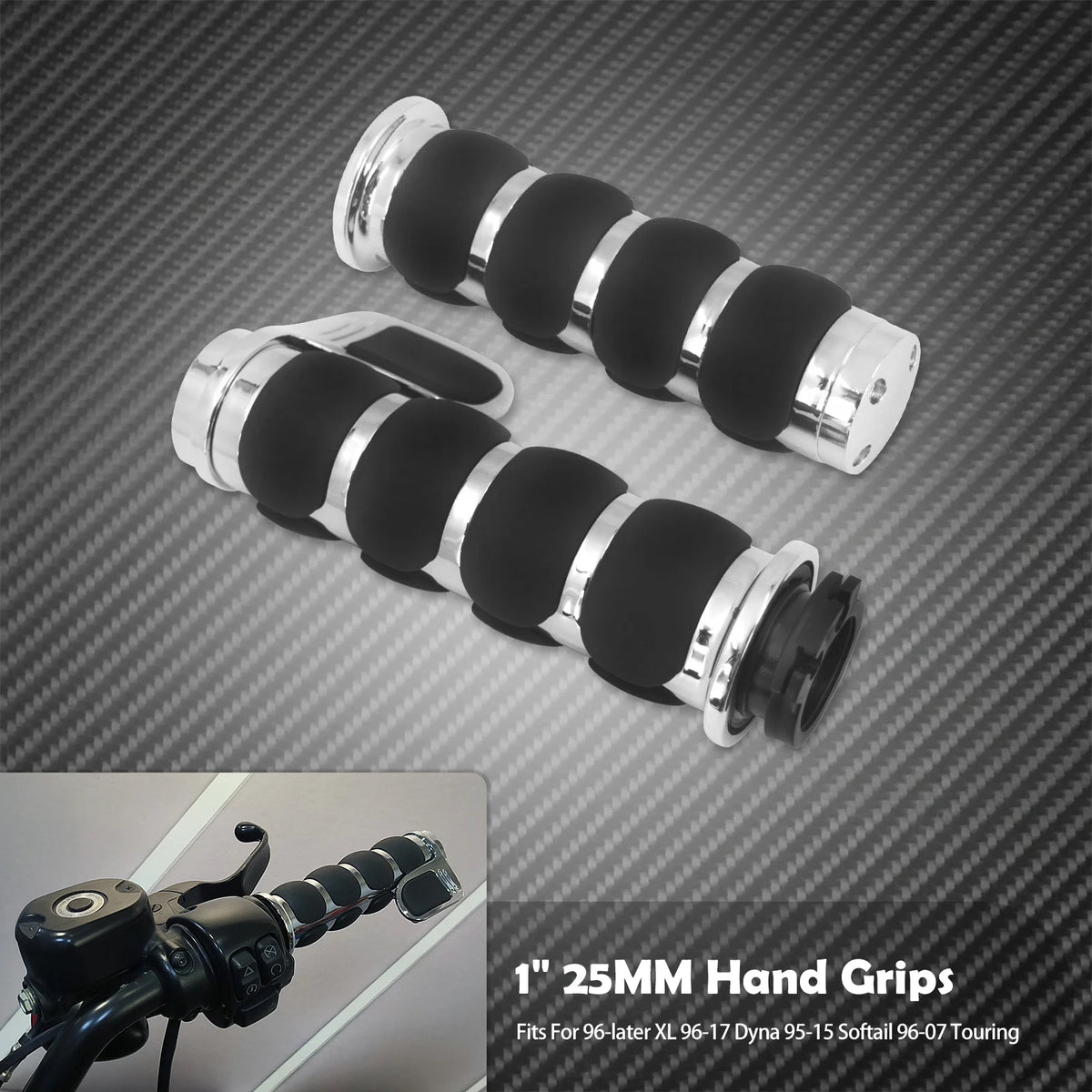 Poignées de guidon 25mm (1 pouce) en aluminium pour Harley-Davidson Touring, Softail, Sportster, Dyna – photo 7/18