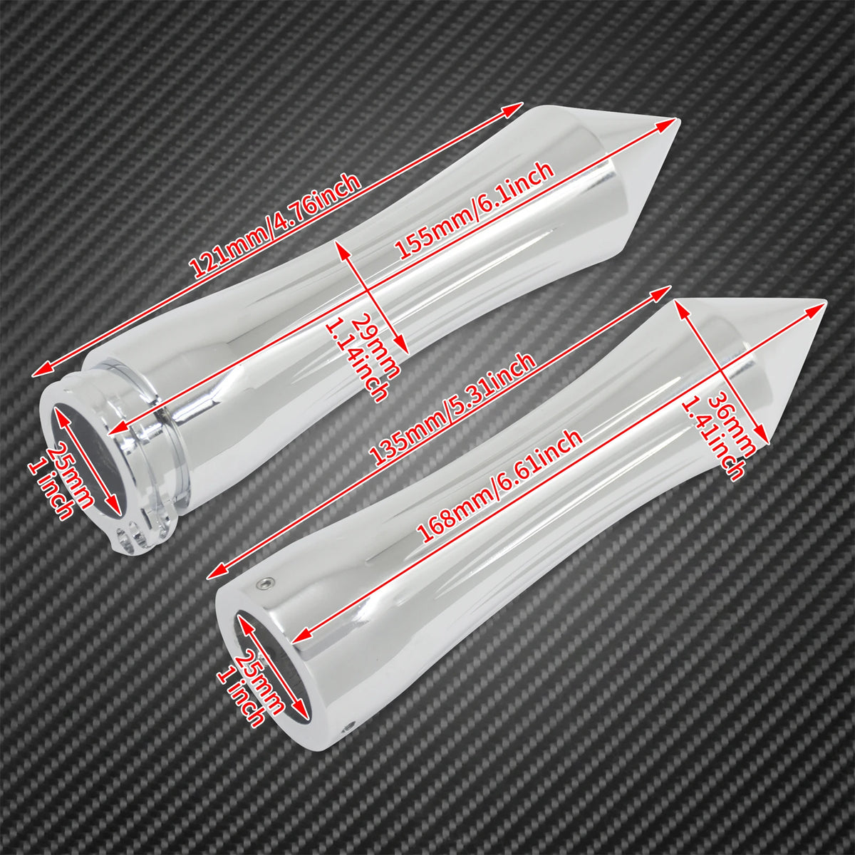 Poignées de guidon pointues 25mm (1 pouce), Chrome ou Noir - Harley-Davidson Sportster, Touring, Softail, Dyna, VRSC – photo 6/8