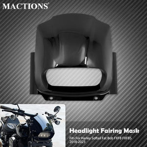 Carénage de phare (cache avant) noir brillant pour Harley-Davidson Softail Fat Bob 2018-2023 – photo 1/7