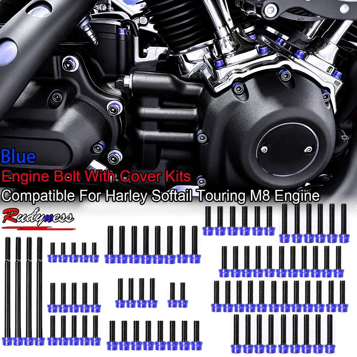 Kit de boulons et caches colorés pour moteur Harley Softail - vue 10