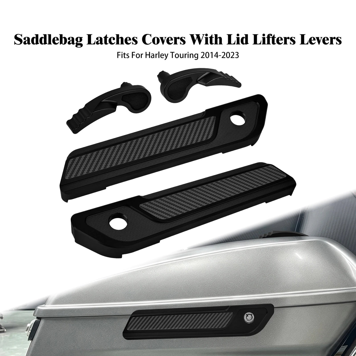 Cache de charnière de sacoche en aluminium noir pour Harley-Davidson Touring - vue 9