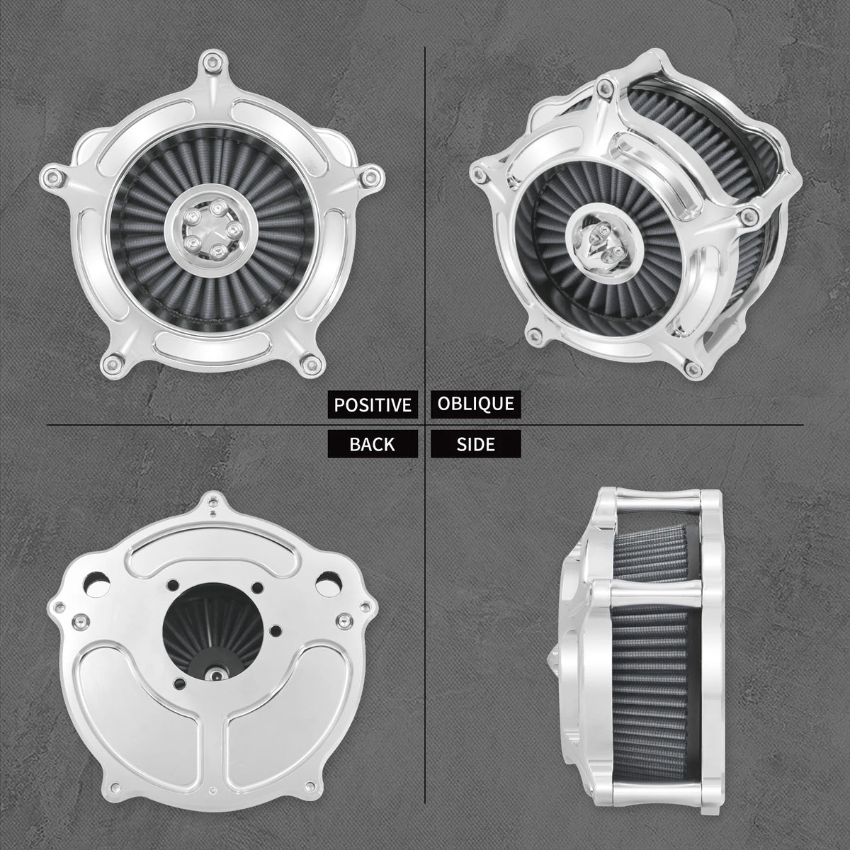 Filtre à air chromé élément gris - Harley Touring, Sportster XL, Dyna, Softail – photo 2/10