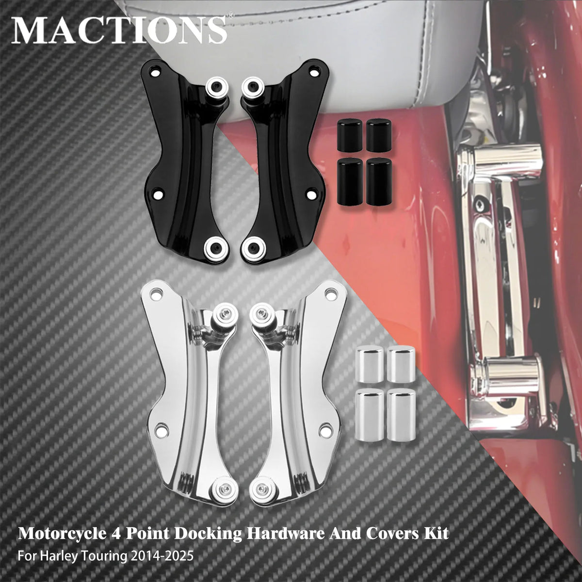 Kit de quincaillerie de fixation 4 points pour top case Harley-Davidson - vue 1