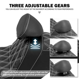 Selle biplace noire avec dossier pilote pour Harley-Davidson Road Glide - vue 3