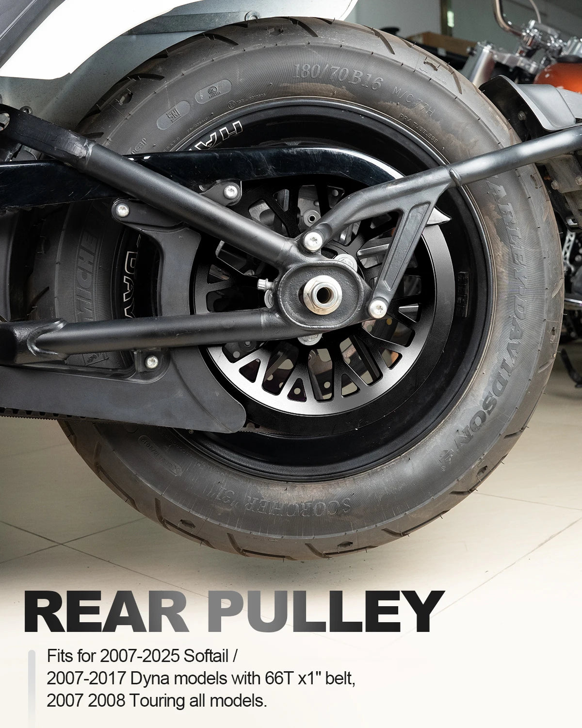Poulie arrière 66 dents pour Harley Softail Dyna - vue 2