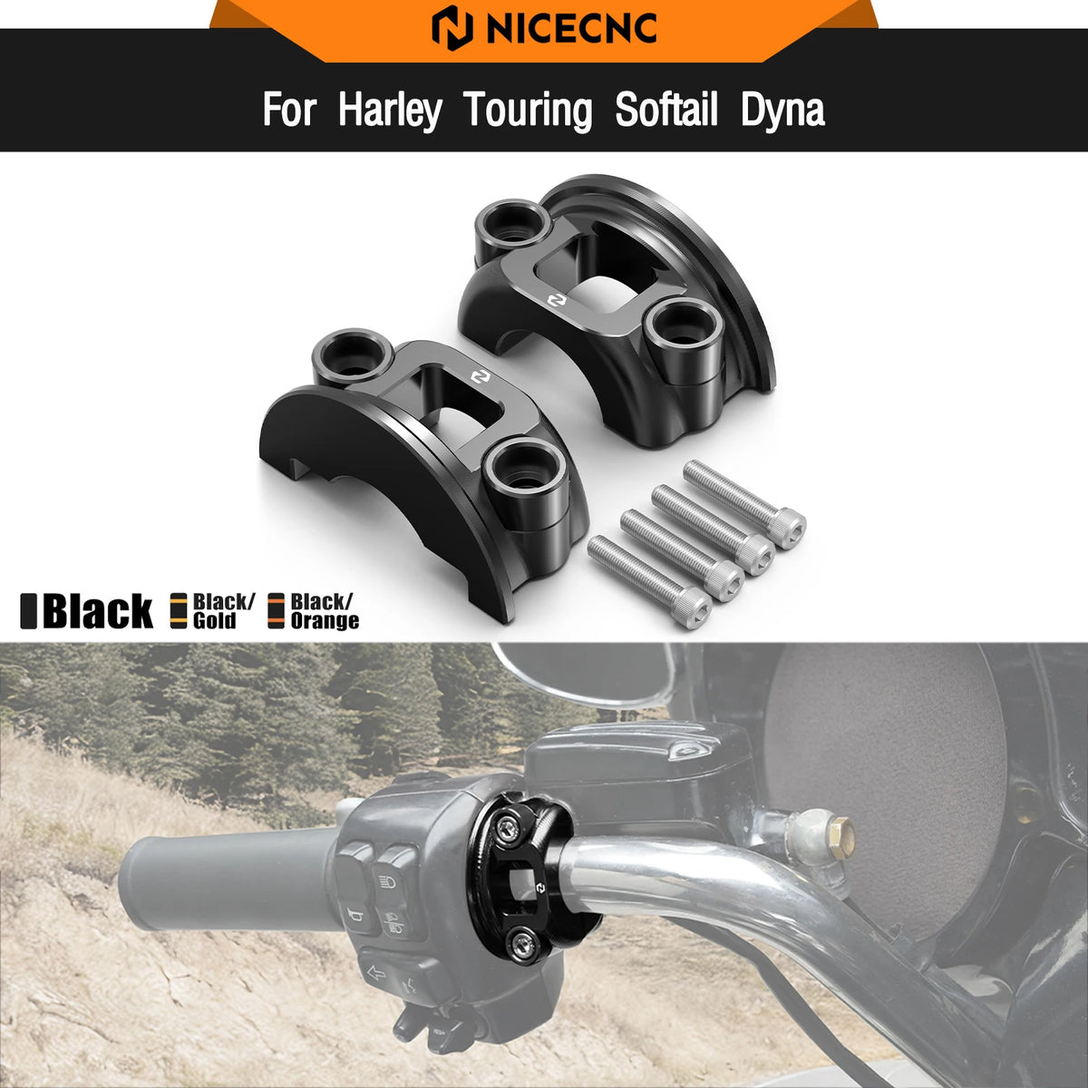 Demi-Collier de Levier Frein/Embrayage 1 pouce CNC pour Harley Dyna, Street Glide, Road Glide – photo 1/9