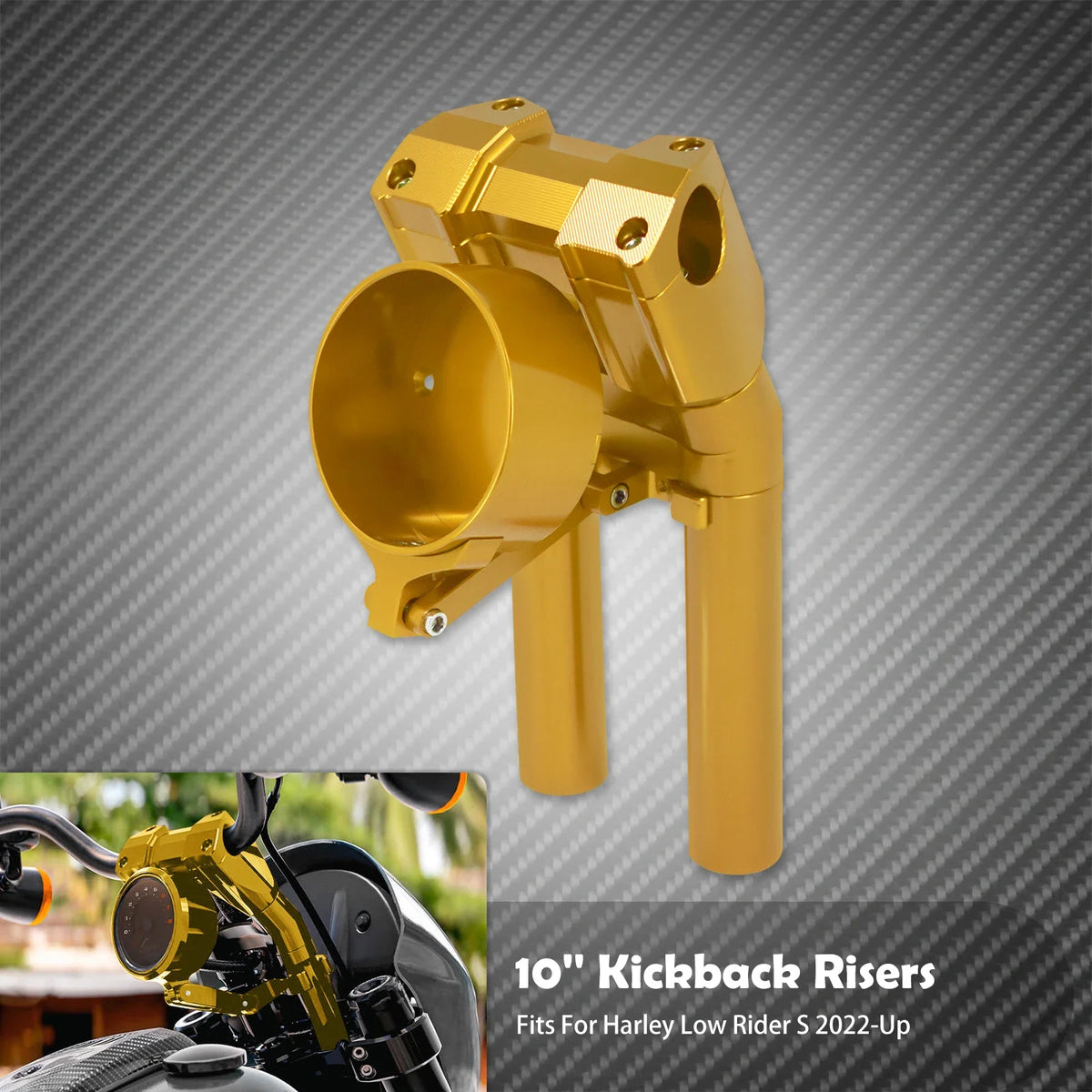 Kit de Rehausseurs de Guidon 10" avec Support Compteur (Kickback Risers) - Harley-Davidson Softail Low Rider S 2022-2024 – photo 7/9