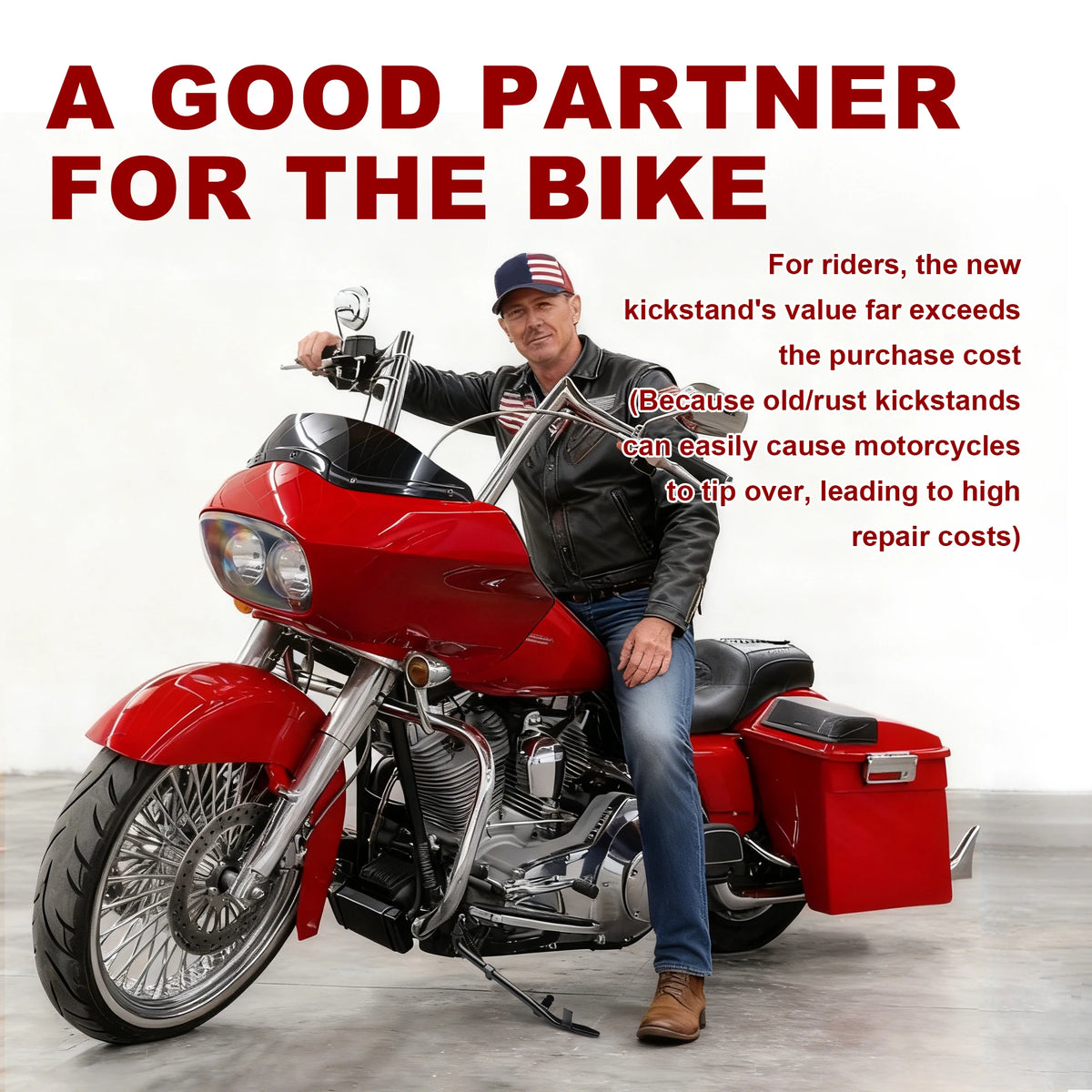Béquille latérale 10 pouces pour Harley-Davidson Touring Road Glide, Road King, Electra Glide Ultra Classic 1984-2006 – photo 4/7