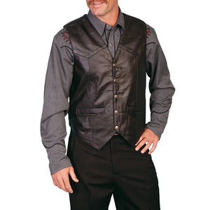 Gilet biker noir en simili cuir - vue - vue 6