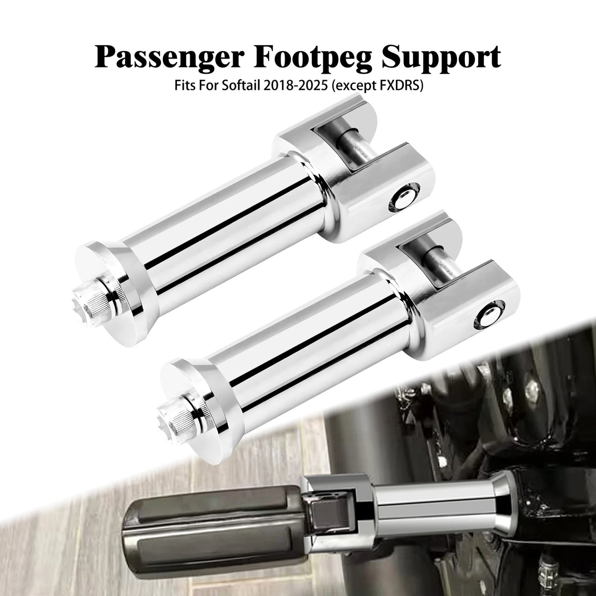Support de repose-pieds passager chromé sur une Harley-Davidson Softail - vue 8