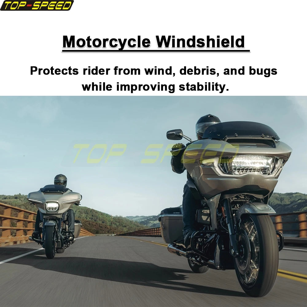 Pare-brise moto fumé style vague pour Harley-Davidson Street Glide - vue 5