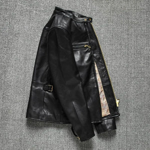 Blouson moto homme en cuir véritable - vue - vue 4