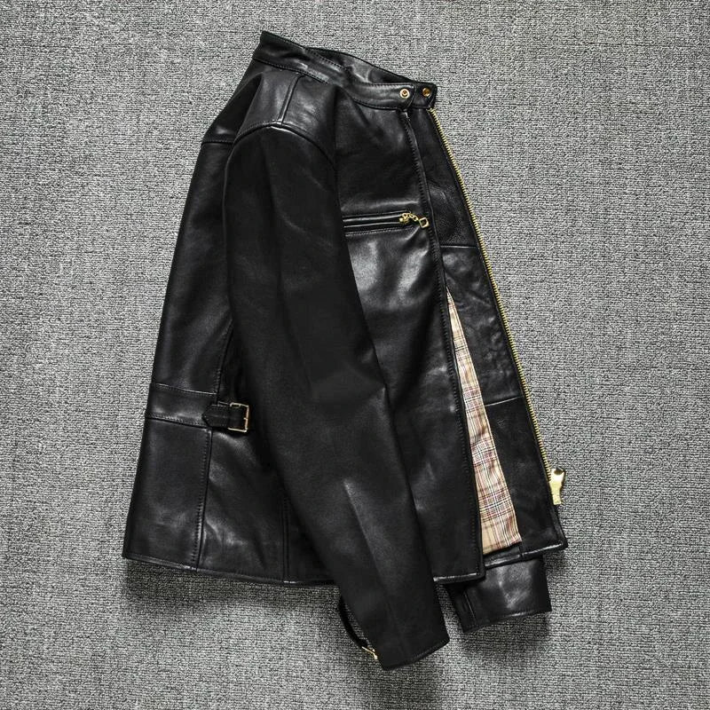 Blouson moto homme en cuir véritable - vue - vue 4
