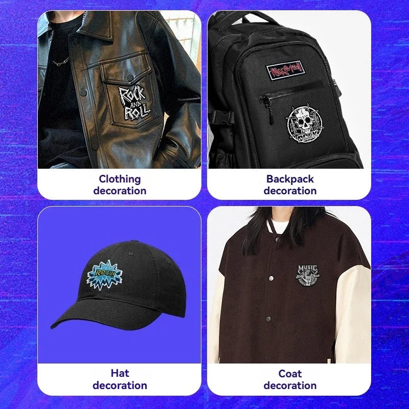 Écusson brodé tête de mort rock punk thermocollant lavable - vue 6