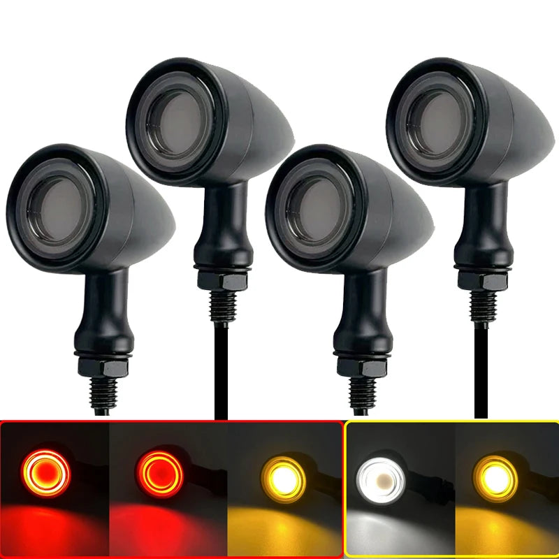 Clignotants LED universels avant/arrière type bullet avec veilleuse et feu stop moto - vue 14