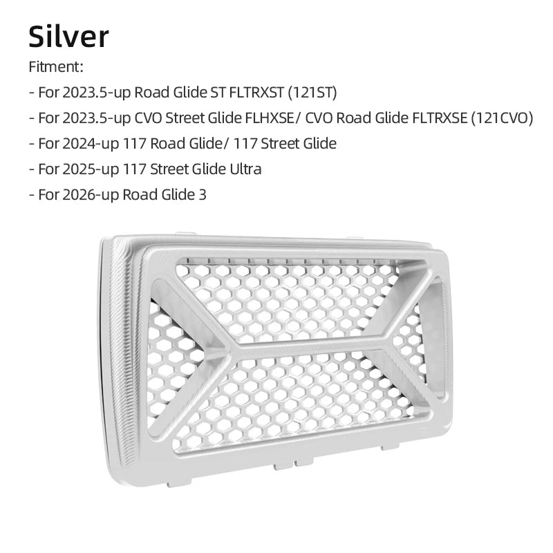 Grille de Protection Radiateur/Refroidisseur d'Huile CNC Aluminium Anodisée - Harley-Davidson Touring 117/121 CVO, 121ST, Road Glide, Street Glide 2023.5 et + – photo 8/14