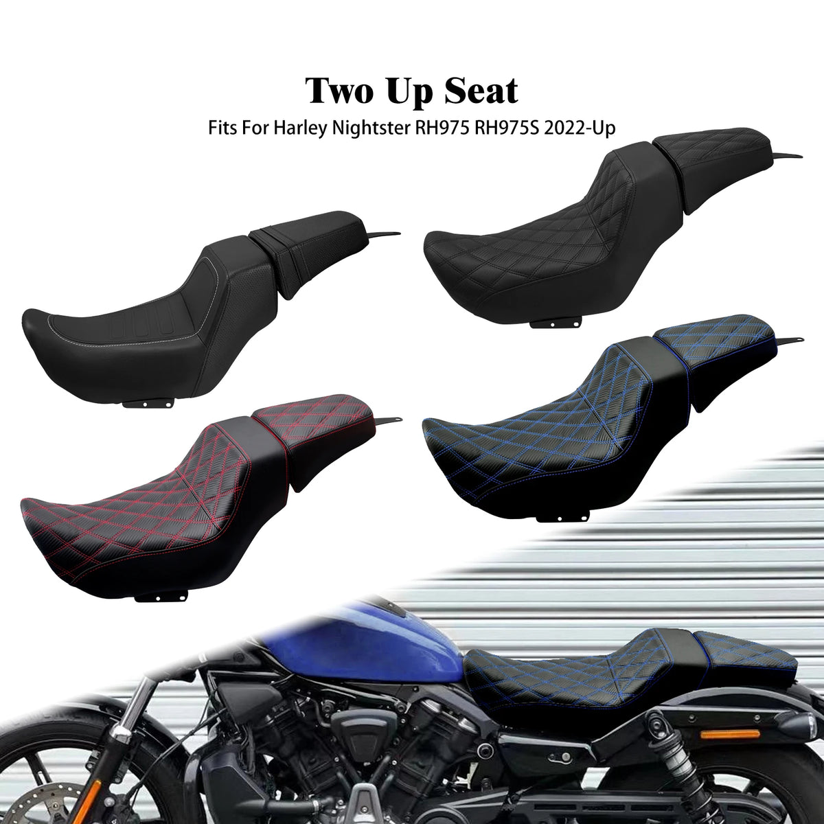 Selle biplace en cuir pour moto Harley-Davidson Nightster - vue 1