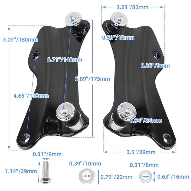 Kit de fixation amovible 4 points noir ou chrome pour Harley Touring - vue 6