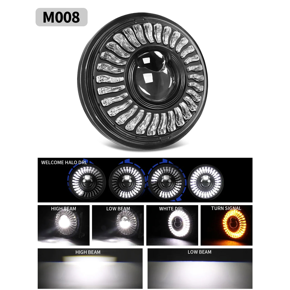 Phare LED rond 5,75 pouces pour Harley-Davidson Dyna, Softail, Sportster - vue 9